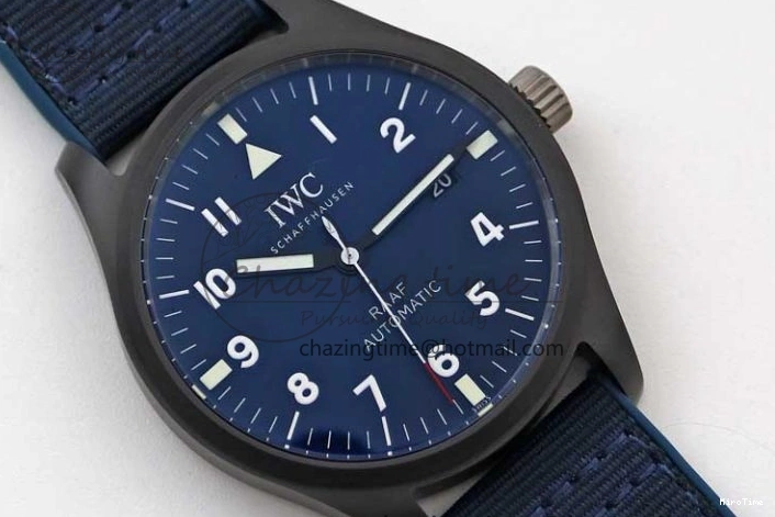 MIROTIME 0710 BestValue Mark XVIII IW328101 Black Ceramic M+F 1:1 Best Edition Blue Dial on Blue Nylon Strap A 7058